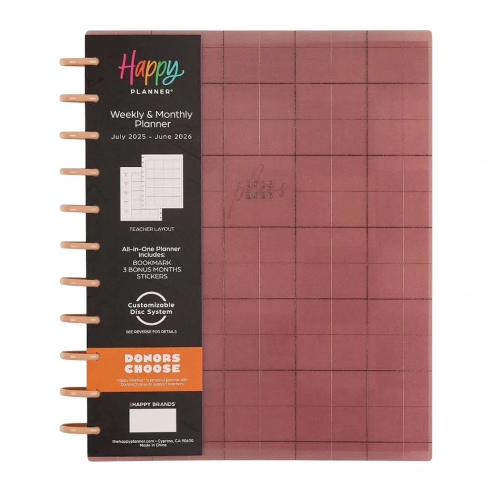 Happy Planner Timeless Teacher Big 2025-2026 12 Month Disc Bound Dated Planner